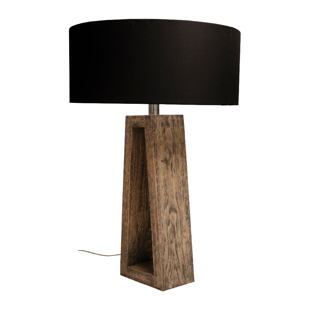 Lámpara sobremesa madera pantalla cilíndrica