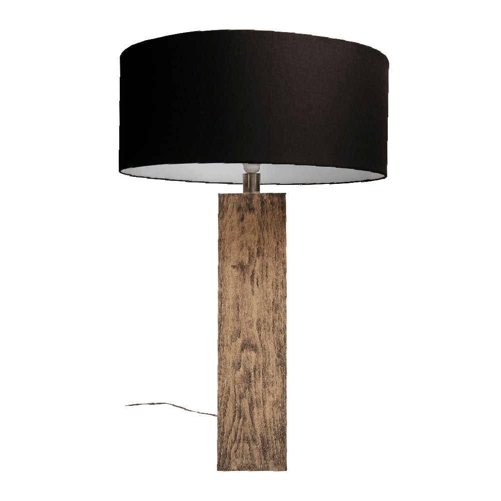 Lámpara sobremesa madera pantalla cilíndrica