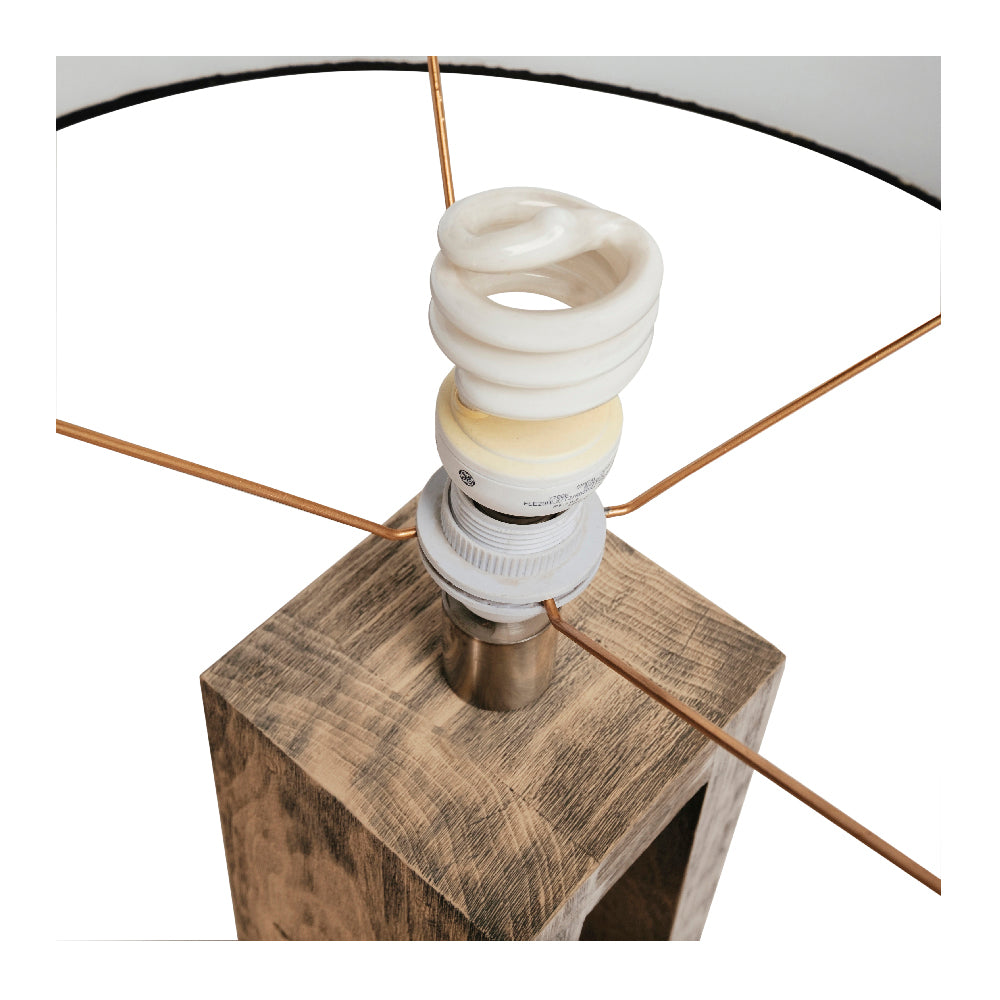 Lámpara sobremesa madera pantalla cilíndrica
