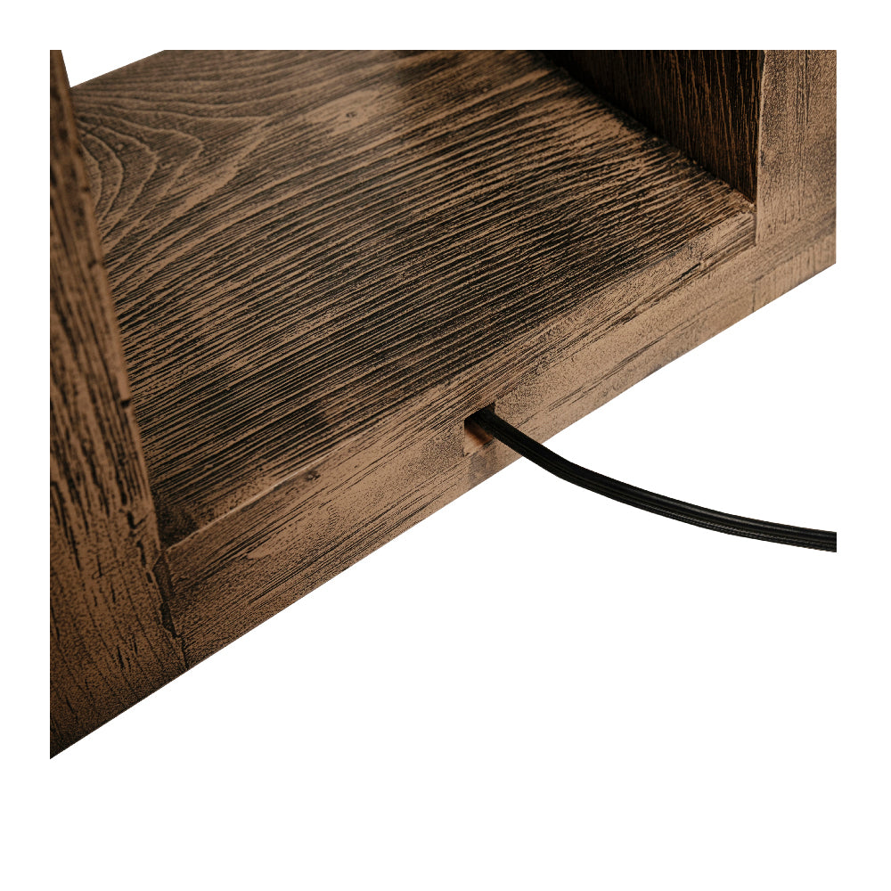 Lámpara sobremesa madera pantalla cilíndrica