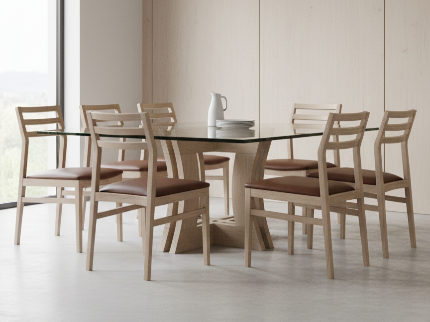 Silla Asimétrica con respaldo de madera