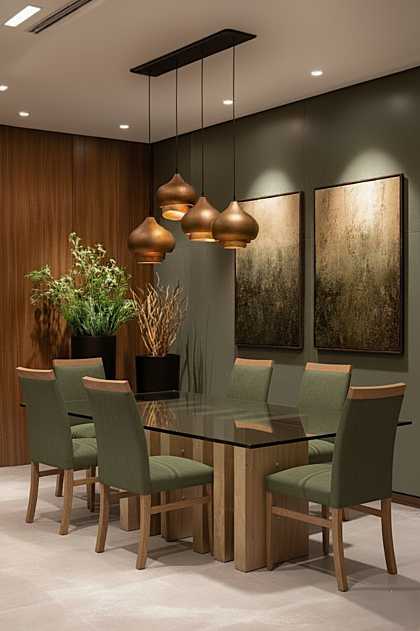Mesa de comedor Triple con 6 pilares