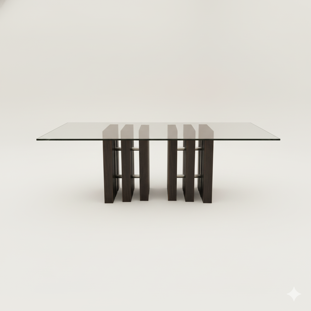 Mesa de comedor Triple con 6 pilares