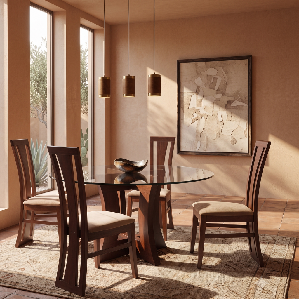 Mesa de comedor Cruz Simple Circular en madera nativa – El Ciprés