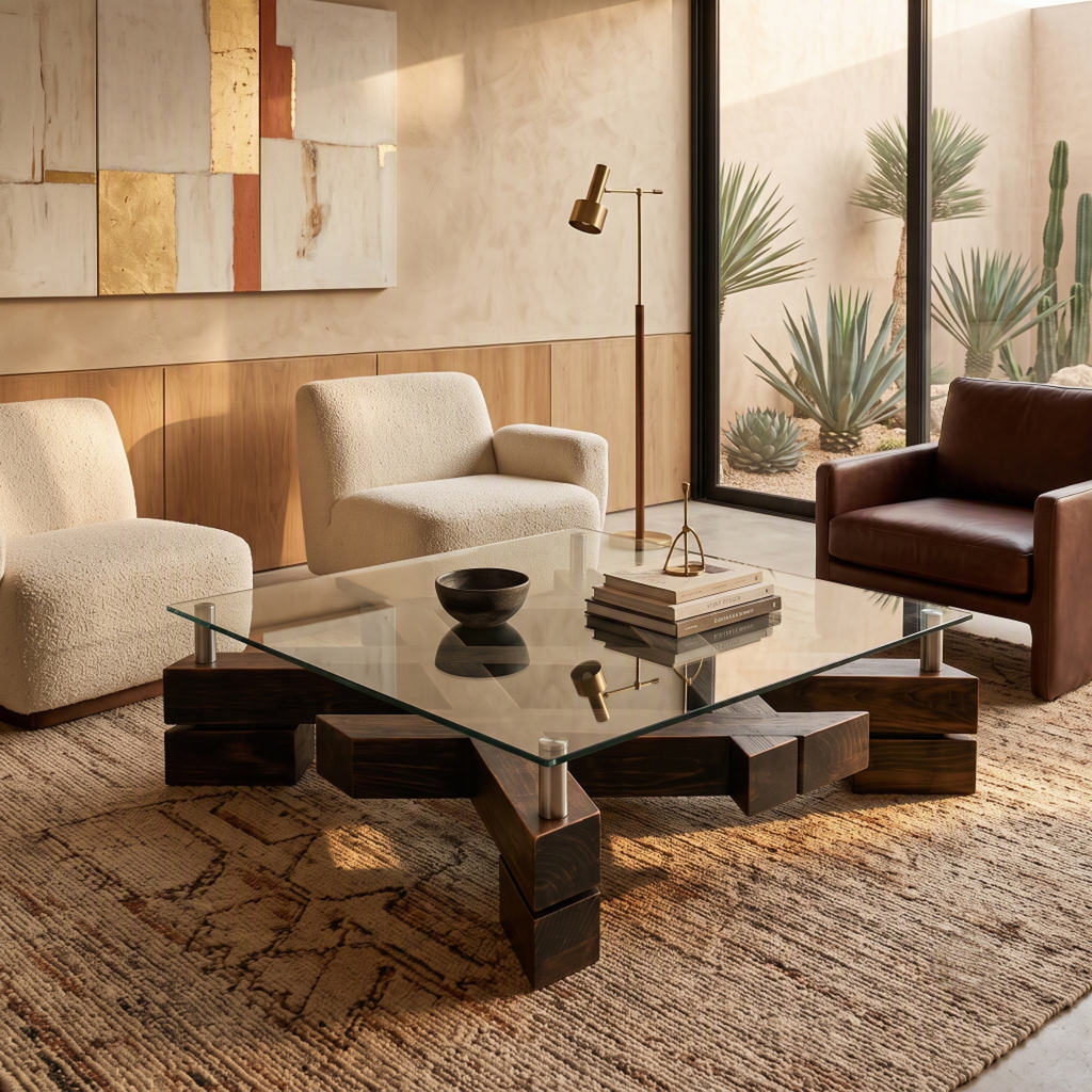 Mesa de centro Trazos en madera nativa – El Ciprés