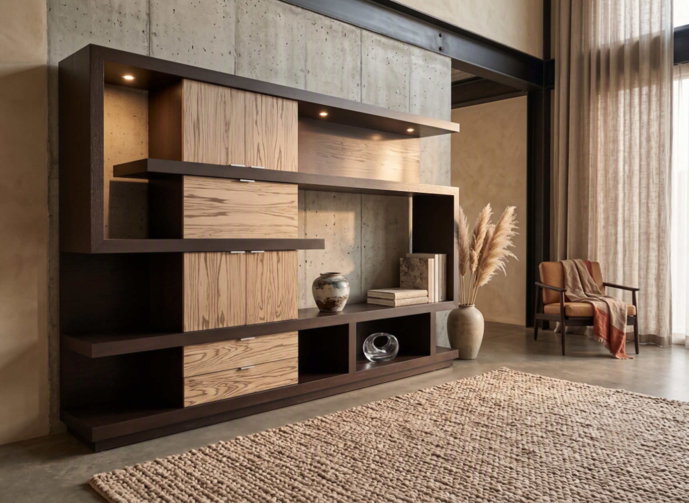 Rack 2C mueble de TV en madera nativa – El Ciprés