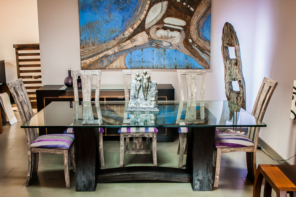 Mesa de comedor Movi con cubierta de vidrio