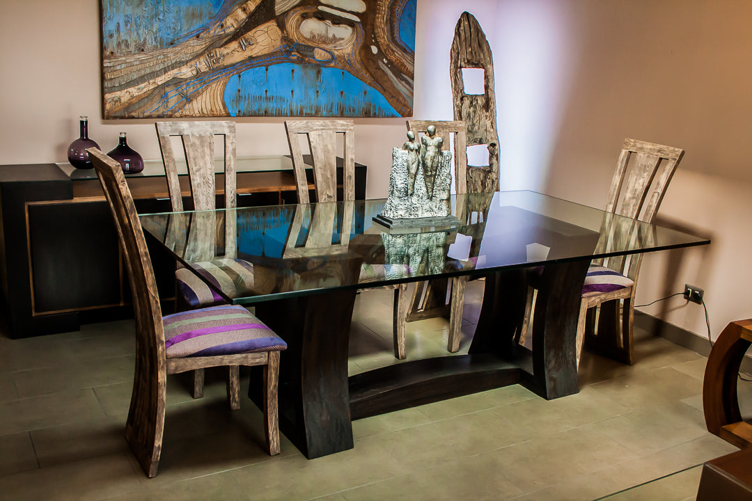 Mesa de comedor Movi con cubierta de vidrio